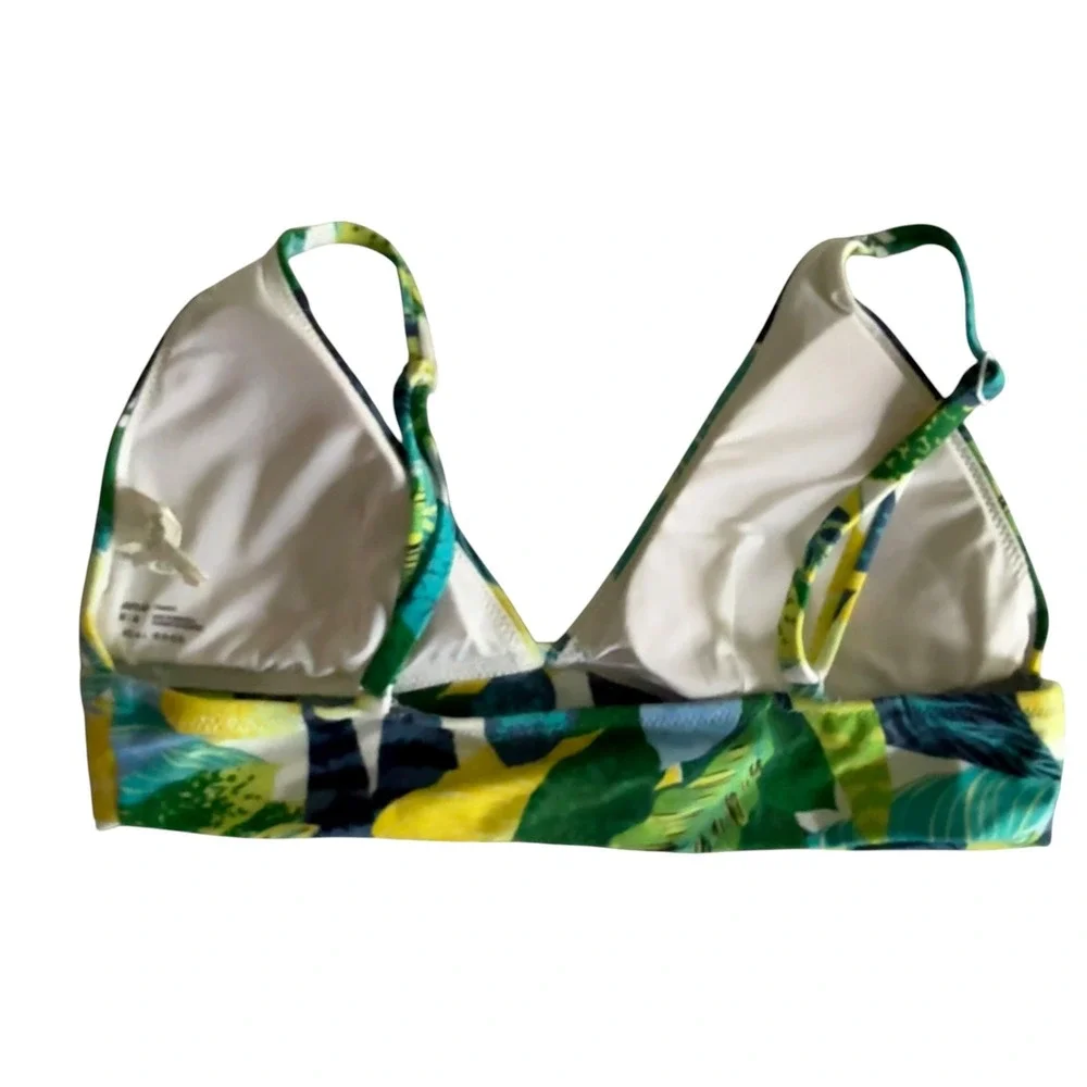AERIE‎ Longline Blue Yellow Floral Triangle Ladies Bikini Top, M